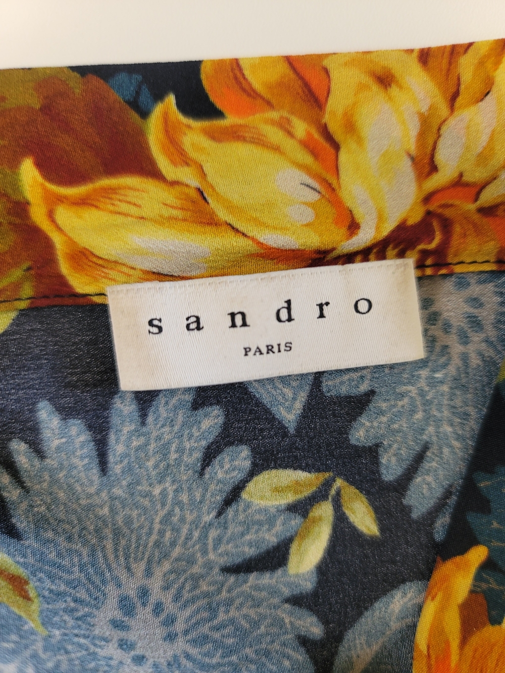 Sandro Silk Sunflower Print V Neck Ruffle Mini Dress Size XS/2 - Picture 5 of 8